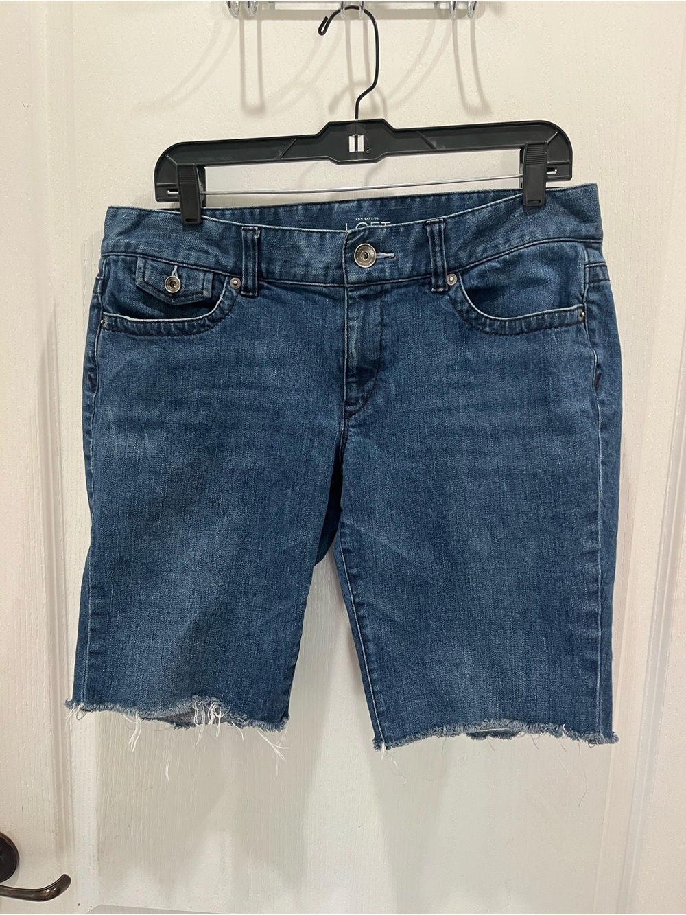 Ann Taylor LOFT Dark Blue Denim Boyfriend Bermuda Shorts